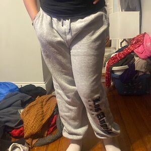 Grey Sweatpants with black letters